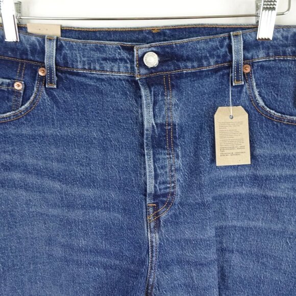 Levi's 501 Jean Shorts Women's Plus Size 20W Blue Denim Button Fly Cut Offs - Picture 2 of 10